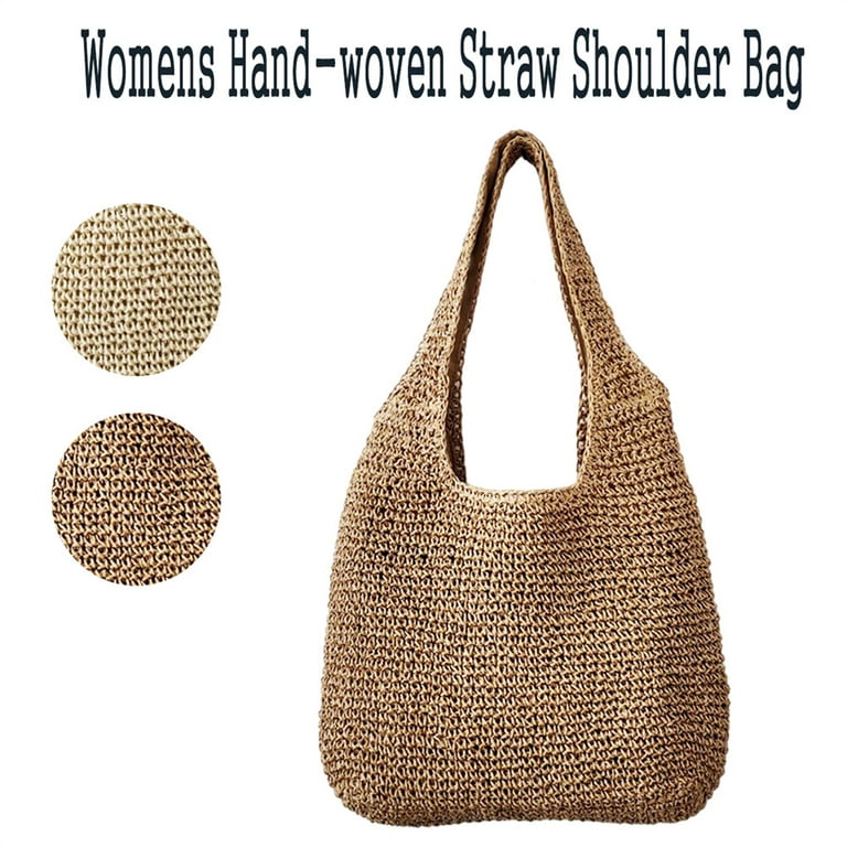 Hand-woven Women Shoulder Handbag Summer Women Straw Beach Shopping Tote Bag