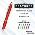 thumbnail image 2 of Plastic Stylus Pens Set of 10, Bulk Pack - Black Ink, Great for Office, School, Business, Tradeshows, Events - Red, 2 of 5