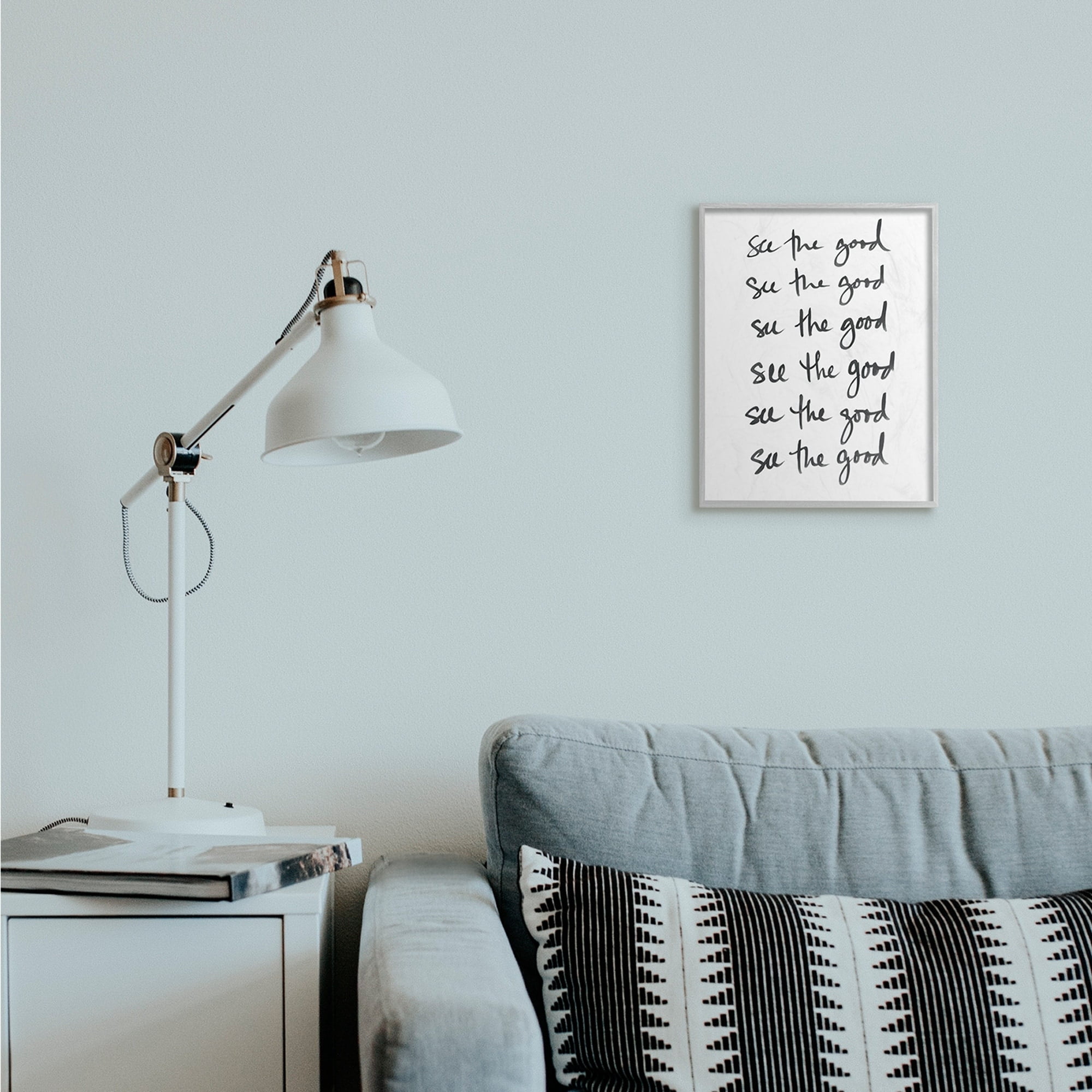 Stupell Industries See The Good Repeated Text Minimal Black White Gray Framed by SD Graphics Studio
