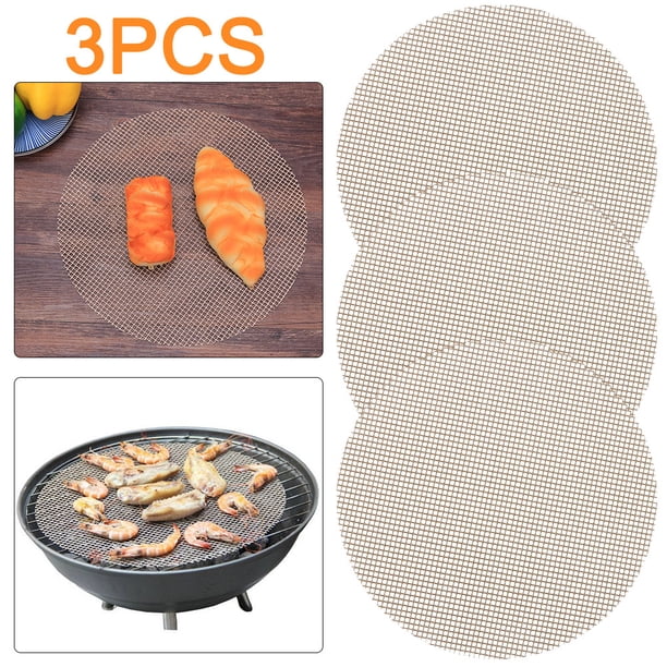 Alfombrilla Redonda Malla para Barbacoa 3 Uds. Al Calor Almohadilla para para Asar Antiadherente(2)