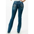 thumbnail image 3 of Grace In LA Women's Fleur De Lis Embroidered Stud Pockets Bootcut Stretch Jeans (28), 3 of 3