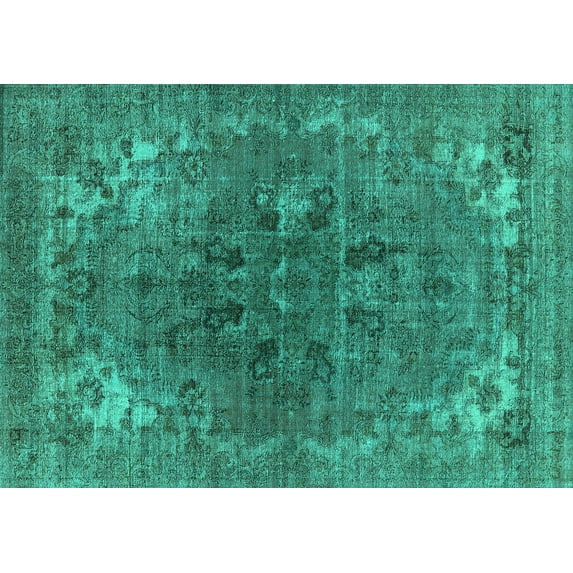 Ahgly Company Indoor Rectangle Oriental Turquoise Blue Industrial Area Rugs, 2' x 3'