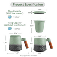 thumbnail image 3 of ZENS Ceramic Tea Cup with infuser and lid, 16.8 OZ Black&light Green Embossed, 3 of 9