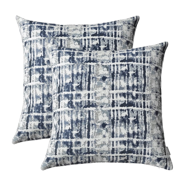 Fundas de cojín ROMANDECO Jacquard para sofá 45 x 45 cm, color azul marino