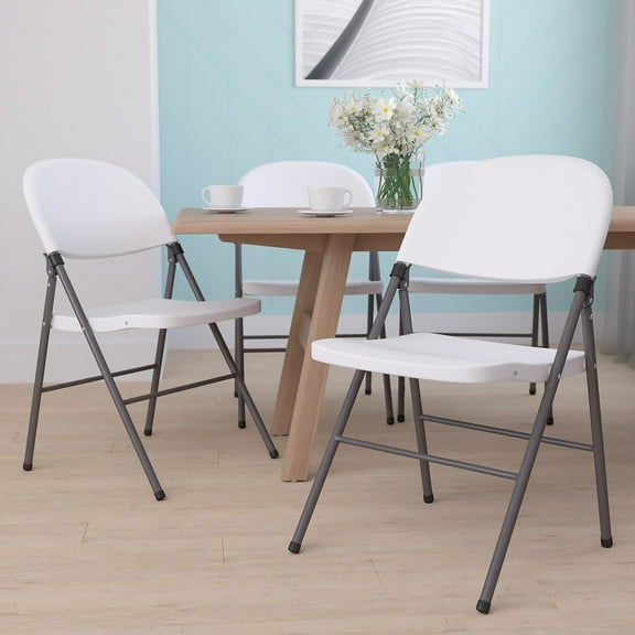 Flash Furniture Plastic Folding Chair White Set of 4 (4DADYCD70WH)