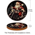 thumbnail image 3 of Santa Claus 6PCS Round Microfiber Leather Bar Coasters, 11x11 cm/4.3x4.3 in, Drink Coasters for Home and Kitchen, Furniture from Water Marks and Scratches, 3 of 6