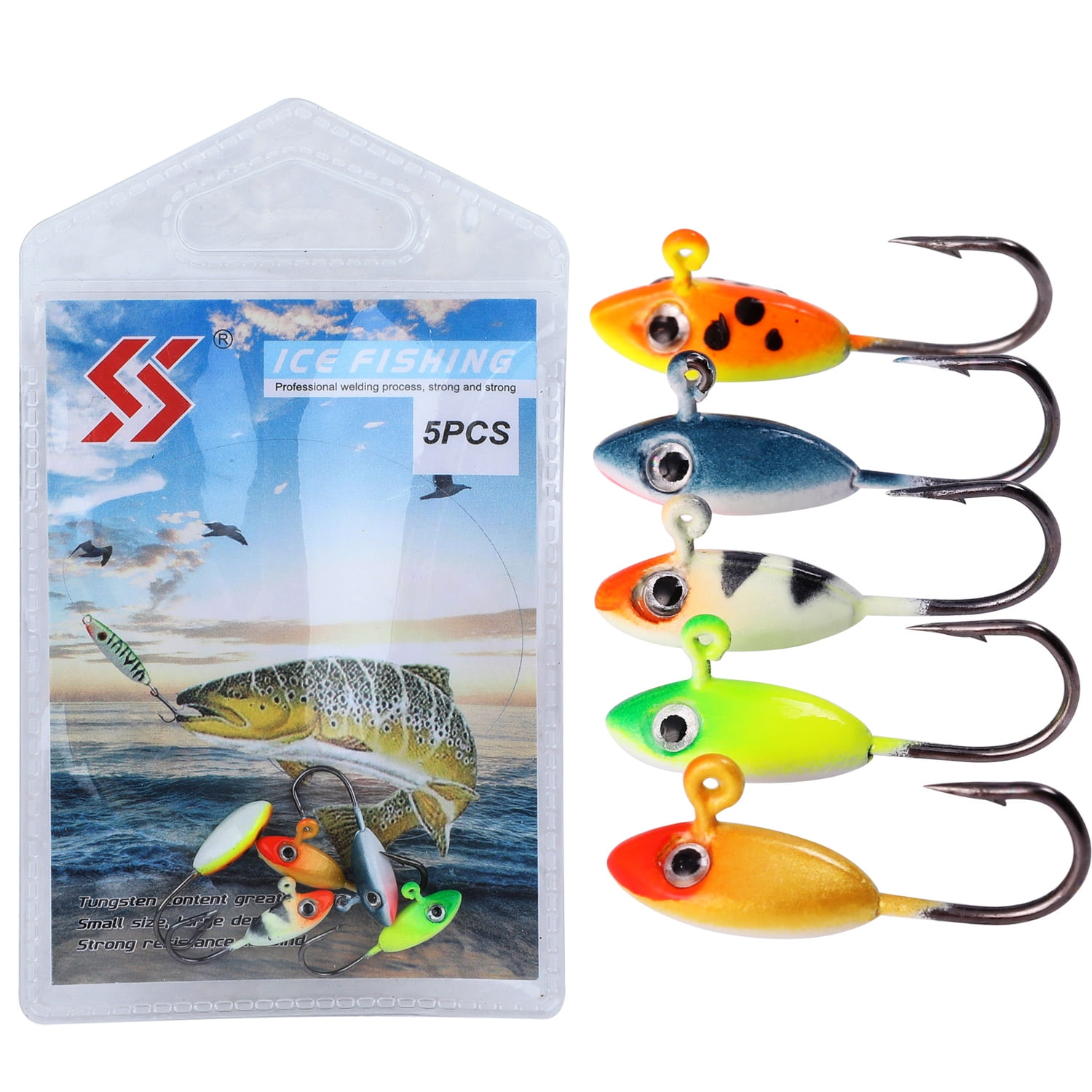 Sougayilang Winter Fishing Hard Lures Treble Hooks Ice Fishing Lures