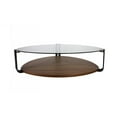 thumbnail image 2 of Benjara Glass Top Coffee Table with Metal Support and Wooden Shelf, Brown and Black, 2 of 5