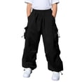 thumbnail image 4 of LYHaoo Kids Cargo Pants With Multiple Pockets For Boys And Girls Outdoor Casual Play Everyday Comfortable Boys Cargo Pants(Black), 4 of 7