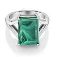 thumbnail image 2 of Gem Stone King 925 Sterling Silver Emerald Cut Green Malachite Women Ring (10.00 Cttw, Gemstone Birthstone, Available in Size 5, 6, 7, 8, 9), 2 of 5