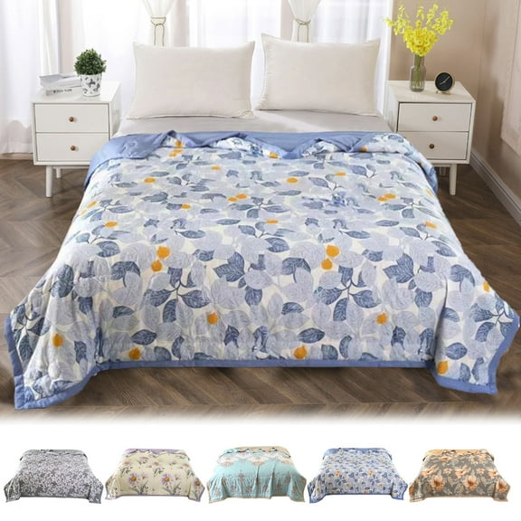 VBODN Quilts For King Bed,Quilt King Size,Cotton Breathable Comforter Print Floral Quilts,Microfiber Quilt for Home Dormitory