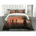 thumbnail image 3 of Ambesonne Zombie Quilted Bedspread Set 3 Pcs, Death Burning City, King Size, Salmon Pale Grey, 3 of 5