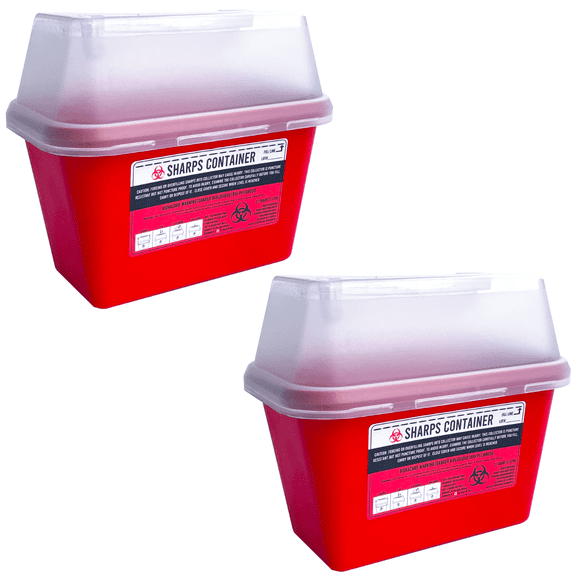 Sharps Container for Professional and Home Use - 2 Quart / 2 Liter Small Size Sharp Container Needle Disposal Containers for Needles Pack of 2