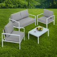 thumbnail image 3 of Magshion Outdoor Patio Furniture Set, 4 Piece Conversation Set with Coffee Table, Metal Furniture Set for Porch Backyard Garden, Gray, 3 of 10