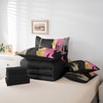 thumbnail image 6 of jejeloiu Vintage Geometric Design 7 Pieces Bedding Comforter Set,Black Pink Gold Full Bedding Set For Adult Reversible, 6 of 8