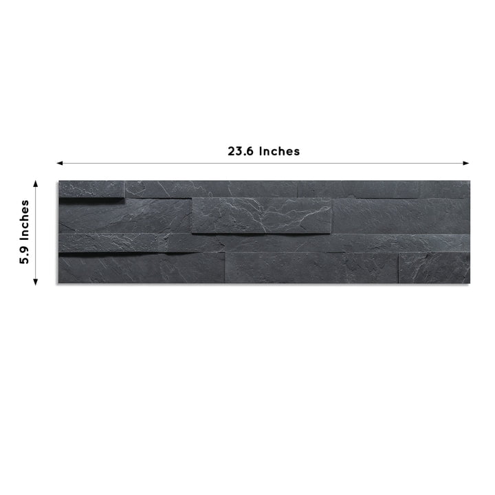 Stoneflex Shuttle Gray Self-Adhesive 3D Peel & Stick, Stacked Natural Stone Tiles, 10 Piece