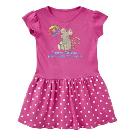 

Inktastic I Have Autism Please Respect My Space Mouse with Flower Gift Toddler Girl Dress