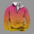 thumbnail image 2 of ohmzyzo Men's Quarter Zip Sweatshirts Fall Winter Stand Collar Long Sleeve Pullover Tops Lightweight Tactical Fleece Jacket Pink Yellow M, 2 of 5