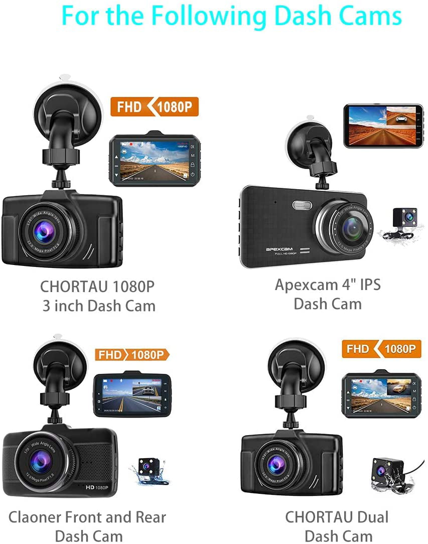 Dash Cam Mount Compatible with CHORTAU/ OldShark/ NIUTA/ Apexcam dashcam Strong Suction Power Hight Durability and Removeable 2 Pcs Suction Cup Mount Easy to Install and Use 