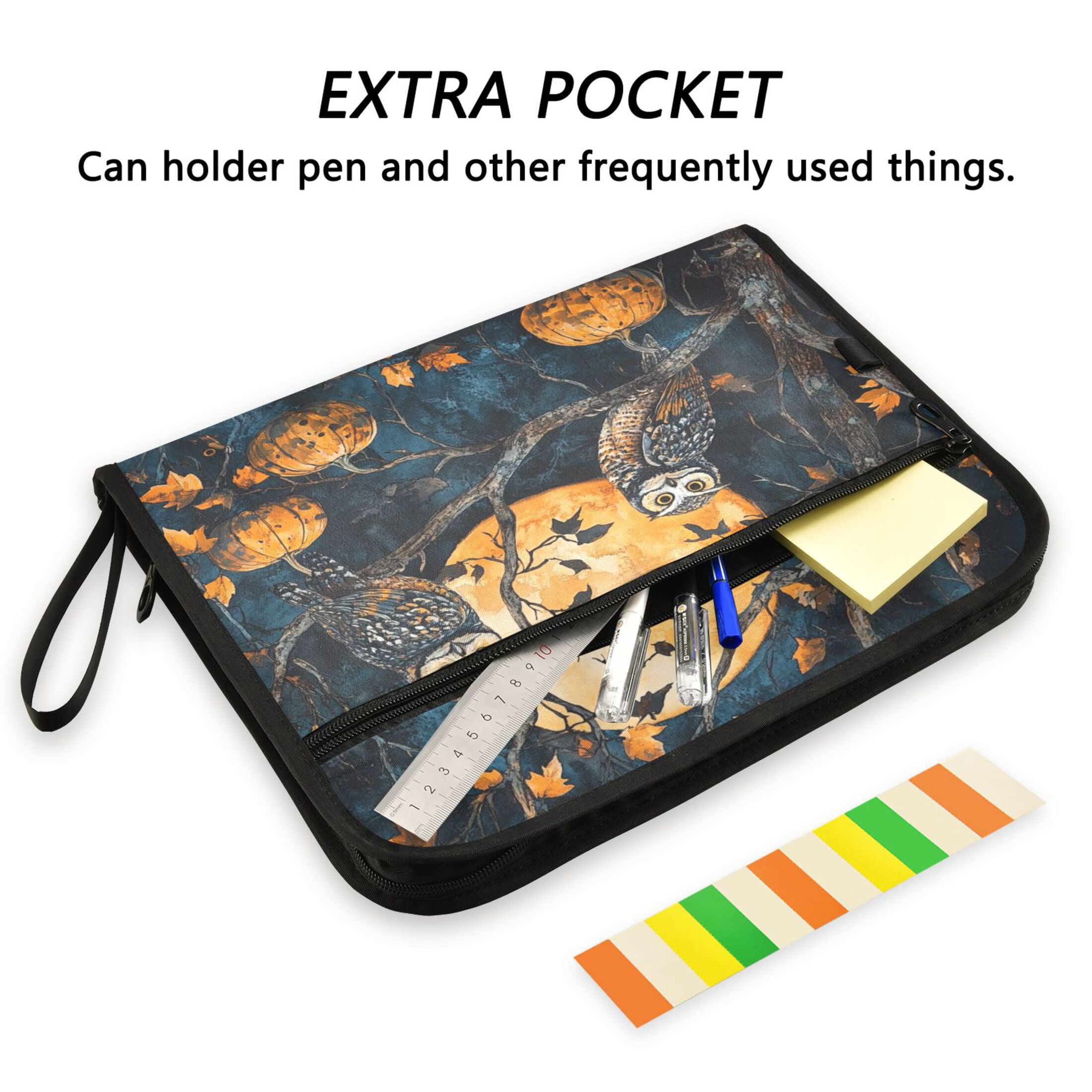 WOBOGO Midnight Owls Expanding File Folder Letter Size Accordion Filing Organizer 13 Pocket Separate Organ Pocket