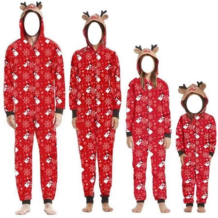 ZOELNIC Matching Family Christmas Pajamas Set Snowman Hoodie Jumpsuit Romper Holiday Pjs Onesies Sleepwear, Dad-M