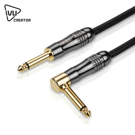 IVU Creator Player Cable / 9.8ft Studio Musical Instrument Cable Cord with Straight to Right Angle 14 Inch Connectors for Electric Guitar Bass Mixer Speaker Microphone
