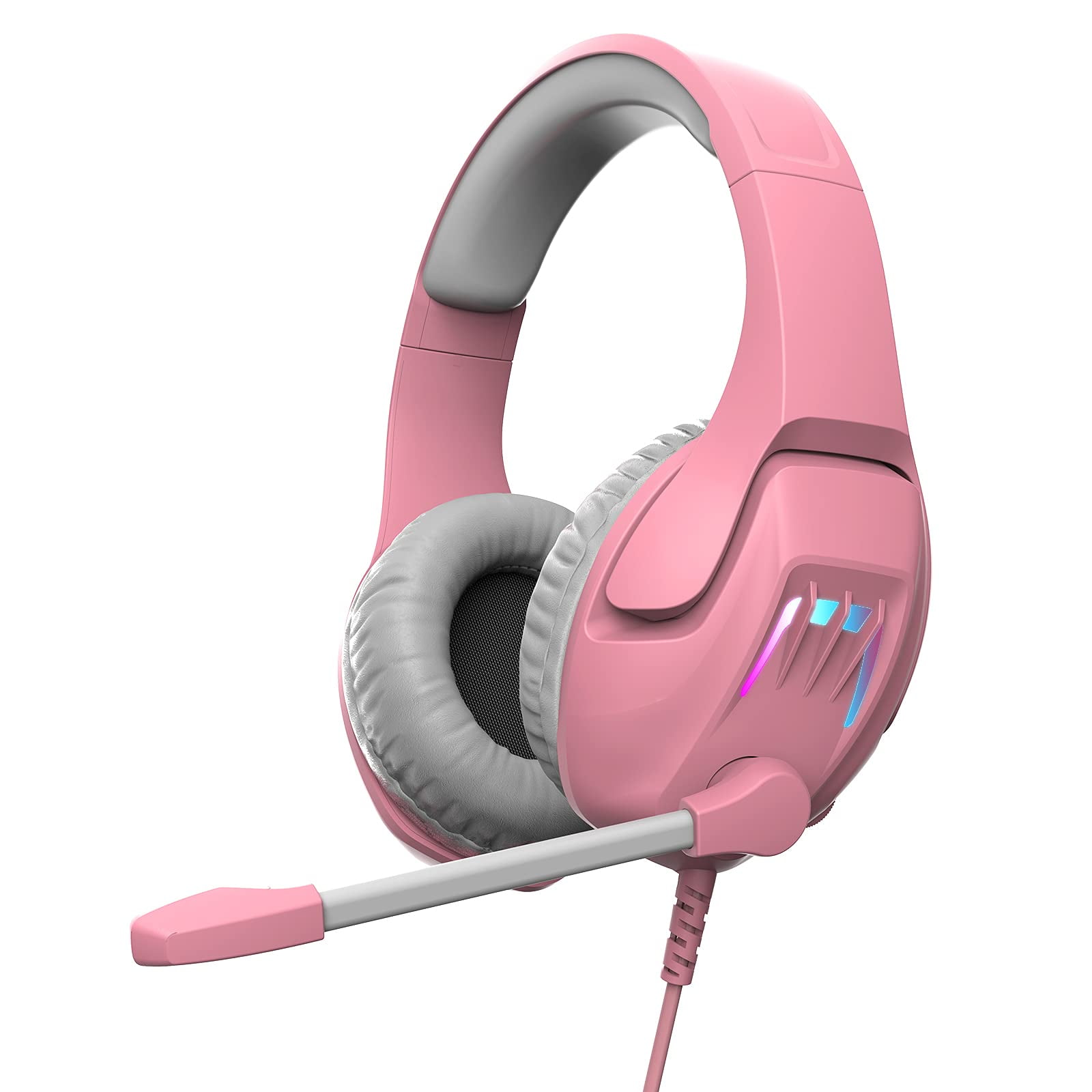 Pink Gaming Headset for PC,Surround Sound Gaming Headphones with Noise ...