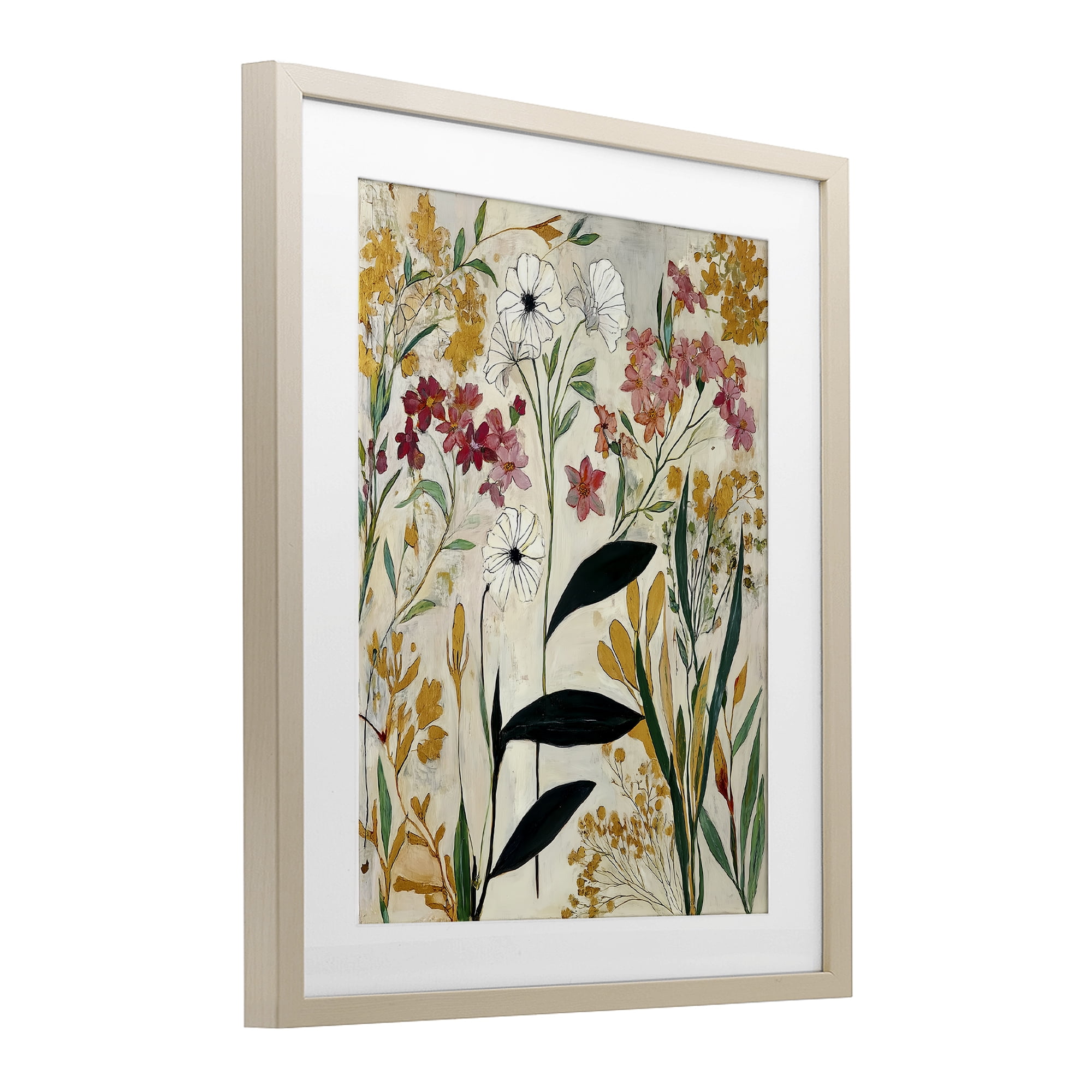 Vintage Playful Botanicals Birch Framed Print Under Glass, design by Annabelle Hall