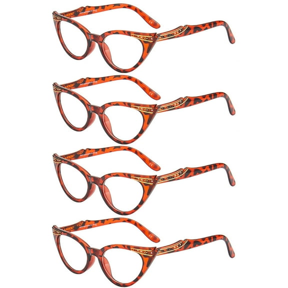 4 Pairs of Fashionable Bling Diamond Cat Eye Presbyopic Glasses For Women Readers Ladies Trendy Reading Glasses Eyeglasses Frame