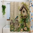 thumbnail image 3 of Spring Floral Small Stall Shower Curtain, Waterproof Shower Curtains for Bathroom, Birds Cabin Watercolor Botanical Retro Art Washable Fabric Bath Curtain for Bathtub with Hooks 36x72 Inches, 3 of 9