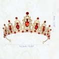 thumbnail image 4 of Tiara de corona de reina de cristal de imitación para mujer, tiaras de diamantes de imitación de princesa, accesorios para el cabello de Cosplay de fiesta de cumpleaños de boda de novia, tono dorado rojo Unique Bargains diademas de moda, 4 of 7