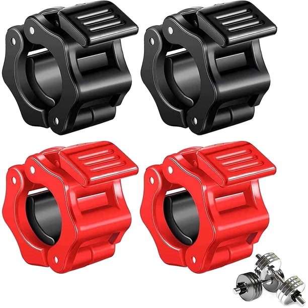 Anillo de abrazadera con mancuernas con cuello de barra de 28 mm, clips de abrazadera con mancuernas olímpicas, clips con mancuernas de liberación rápida para ejercicios de fitness cruzados, levantamiento de pesas, culturismo (4 piezas) Rojo Verde