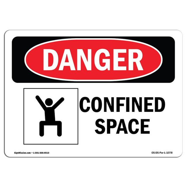 SignMission OS-DS-A-1218-L-1078 12 x 18 Po Signe de Danger OSHA - Espace Confiné