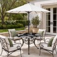 thumbnail image 2 of Round Outdoor Tablecloth with Umbrella Hole and Zipper, Black Starfish Coastal Tablecloth with Elastic Waterproof, Shell Coral Summer Beach Nautical Ocean Patio Table Covers for 55" - 60" Tables, 2 of 9