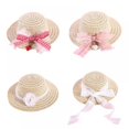 thumbnail image 3 of Lace Bow Pet Woven Hat Sun Shade Cat Hat Adjustable Sombrero For Small Dogs and Cats Beach Party Straw Costume Accessories, 3 of 6