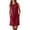 Wine, variant on Women's Linen Blend Sleeveless Henley Neck Button Placket Shift Dress with Pockets,Khaki Women's S-XXL