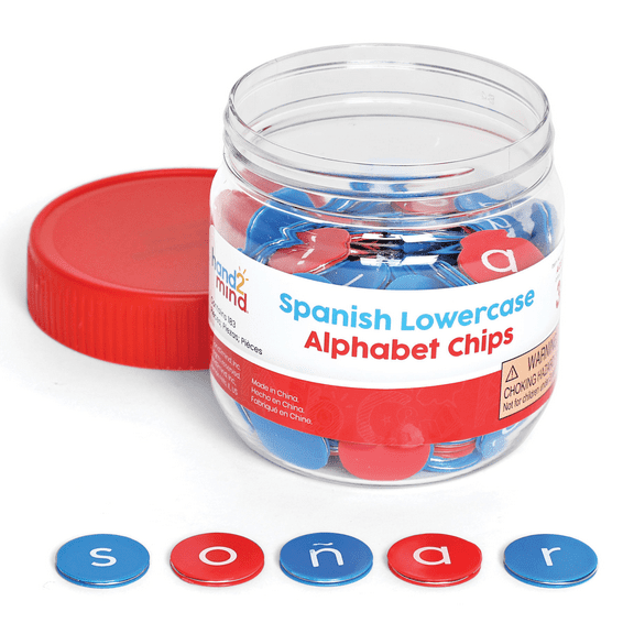 hand2mind Spanish Lowercase Alphabet Chips, Alphabet Letters, Lowercase Letters, Alphabet Toys, Ages 3 