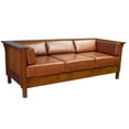 thumbnail image 2 of Crafters and Weavers Arts and Crafts Leather Side Sofa in Russet Brown, 2 of 8