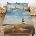thumbnail image 6 of Lighthouse Sunrise Coast Scenery Pale Blue Tan Duvet Cover Set Pattern Soft Bedding Set Comforter Cover Set(1 Duvet Cover + 2 Pillowcases), 6 of 6