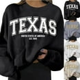 thumbnail image 2 of Sweatshirts for Women Trendy Fall Texas Lett Print Sweatshirt Long Sleeve Crewneck Pullover Top Oversize Drop Shoulder Design Hoodies for Women Beige L, 2 of 4