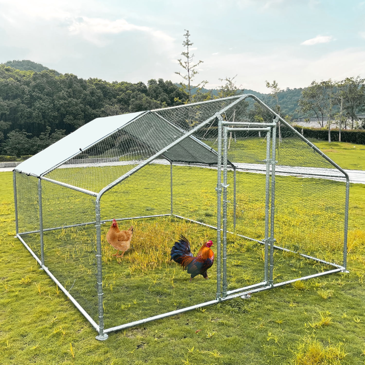 ICLBC Large Chicken Coop Run Pen Cage Hen House W/ Roof Cover 10x13ft