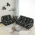 thumbnail image 2 of Unique Bargains 1-Piece Traditional Leaves Stretch Loveseat couch cover, Black, 2 of 8