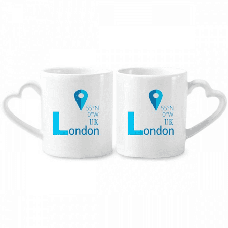 

London Geography Coordinates Trave Couple Porcelain Mug Set Cerac Lover Cup Heart Handle
