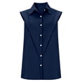 thumbnail image 4 of Womens Blouses Sleeveless Business Casual Tops Collared Solid Color Button Down Spring Summer Shirts, 4 of 5