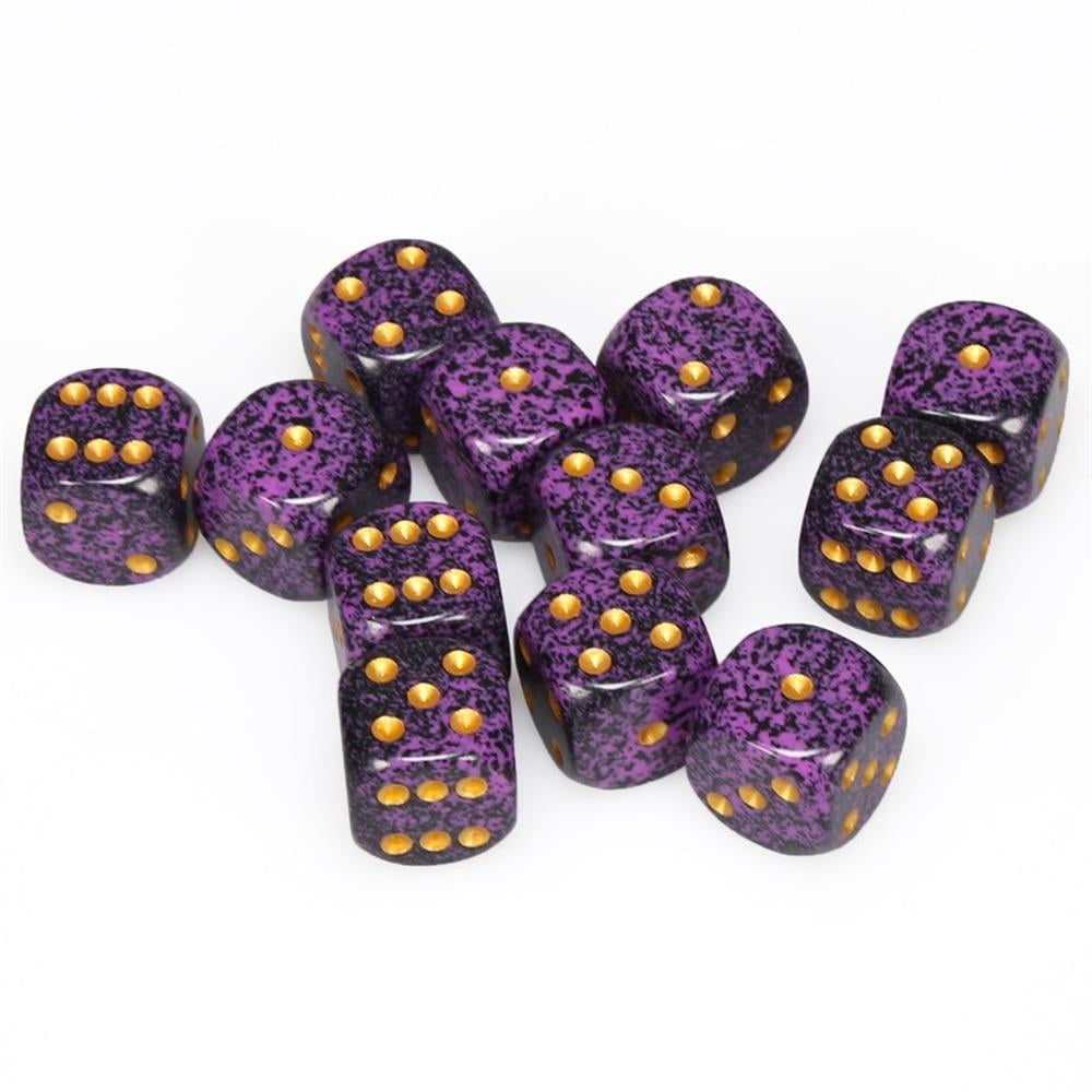 Chessex 12-Pack Of 16mm Speckled Six-Sided Dice (D6) With Pips - Hurricane Color