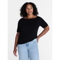 thumbnail image 2 of Time and Tru Women's Envelope Tee with Short Sleeves, Sizes XS-XXXL, 2 of 6
