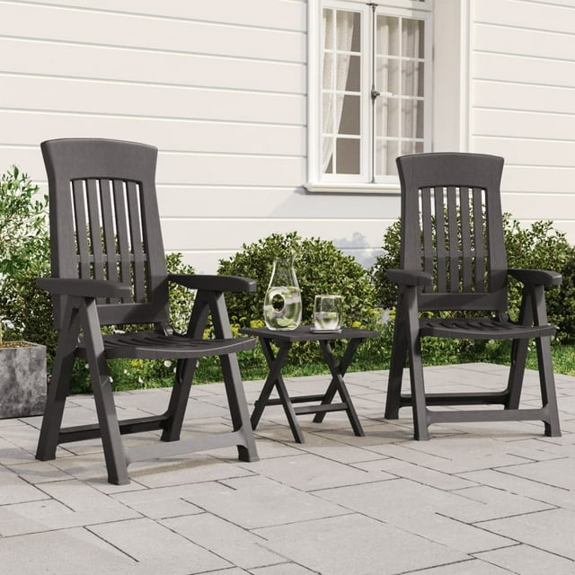 vidaXL Garden Reclining Chairs 2 pcs Anthracite PP