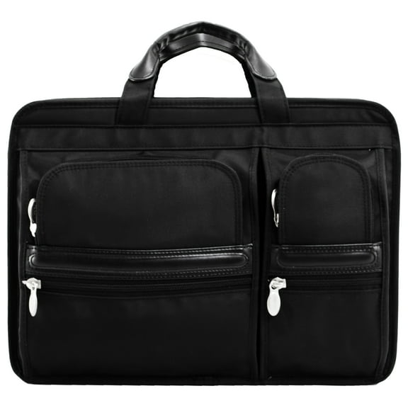 McKlein HUBBARD, Nylon Double Compartment Laptop Briefcase, Tech-Lite Ballistic Nylon, Black (58435)