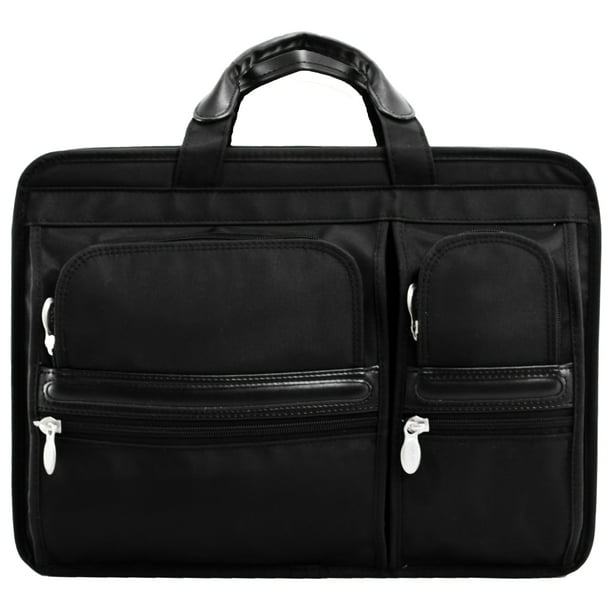 McKlein HUBBARD, Nylon Double Compartment Laptop Briefcase, Tech-Lite  Ballistic Nylon, Black (58435)