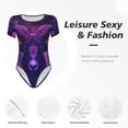thumbnail image 4 of Balery Purple Starry Sky Antelope Body de cuello redondo de manga corta para mujer Tops de manga corta Tops básicos-X-Large, 4 of 7